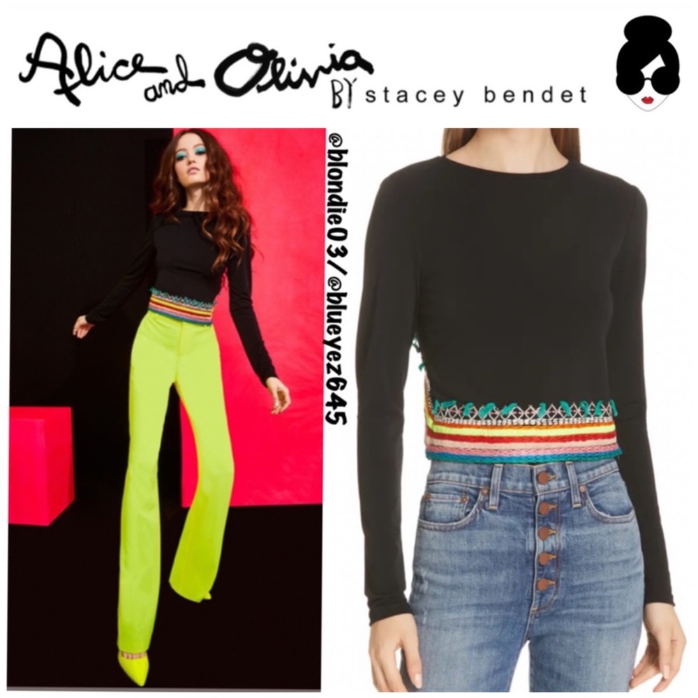 Alice + Olivia “Delaina” embroidered crop M